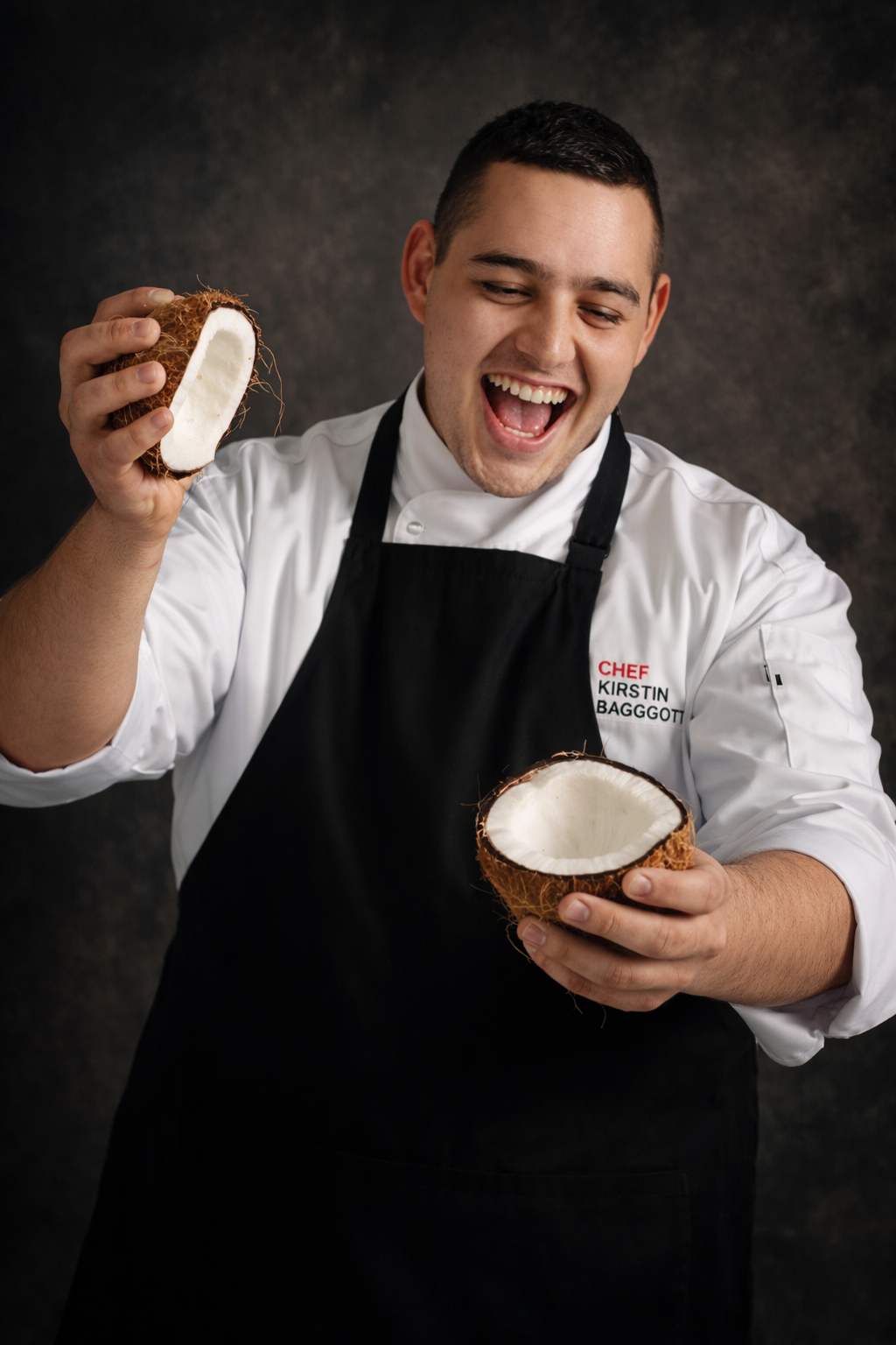 Chef Kirstin Baggott with coconuts